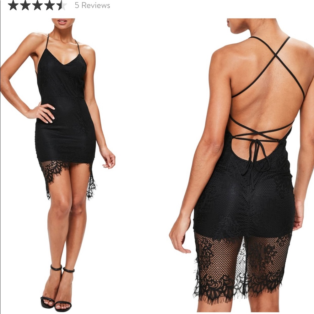 Misguided Lace-up back lace dress